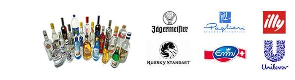 These are Unilever, illy, emmi, Jagermeister & Russian Standard logos