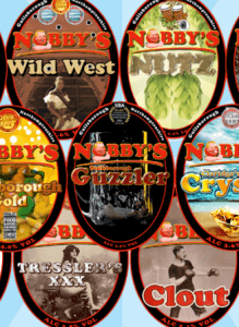 This is a photo of Nobby's beer labels.